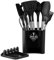 FlyHigh Set di Utensili da Cucina Premium da 13 Pezzi - 100% Silicone Senza BPA, Resistente al Calore, Antiaderente - Spatole Con Manici e Supporto