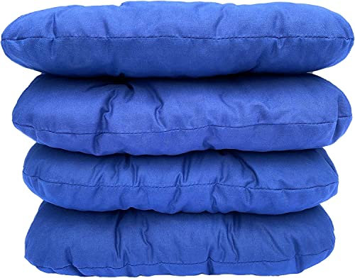 Pillows24 Stuhlkissen 4er Set, Sitzkissen mit Steppung 40x40 cm, Sitzpolster für Outdoor geeignet, Bequemes Sitzpolster mit befestigungs Bändern für Gartenmöbel oder Stuhl (Dunkelblau)
