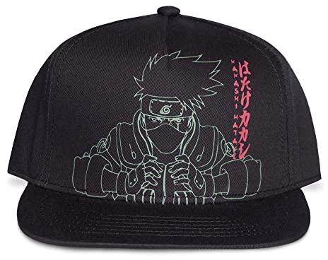 Difuzed Naruto Shippuden Kakashi Line Art Snapback Baseball Cap Schwarz/Grau SB487082NRS