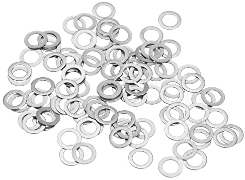 sourcing map Lot de 100 rondelles plates M5 en acier inoxydable 304, 5 x 8 x 0,5 mm ultra fines rondelle de calage pour boulons à vis, réparation électronique, automobile