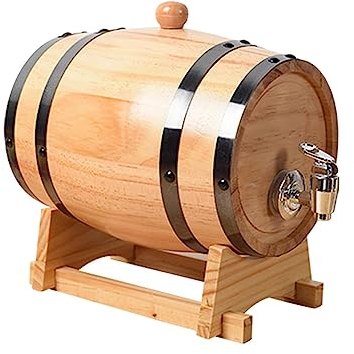 Folpus Whiskyfass, Weinfass, 1L/1.5L/3L Weinfass, Braufass mit Ständer, Weinfass aus Eichenholz, langlebiges Alterungsfass aus Eichenholz für Cocktails, 1l