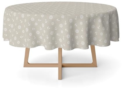 Martina Home Harzbeschichtete Tischdecke Anker, rund, 140 cm, Beige