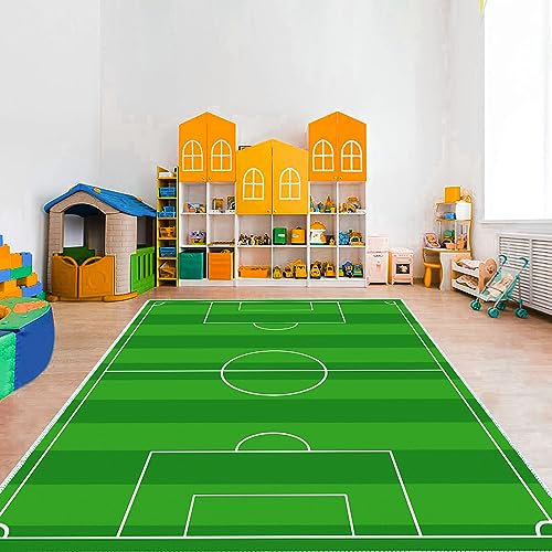 VHCLYBJU Kinderfußball Spielplatz Teppich - Junge Haushalt Kinderzimmer Spiel Teppich - Fußballfeld Dekorative Matte - Weich rutschfest (H, 200X300CM)