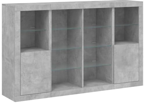 vidaXL Sideboards mit LED-Leuchten 3 STK. Betongrau Holzwerkstoff