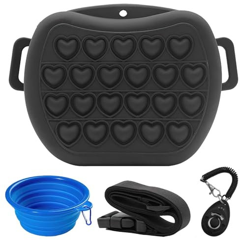 ZOCONE Silicone Dog Treat Pouch for Dog Training with Belt, Portable Dog Training Treat Pouch Magnetic Closure Silicone Treat Bags for Dog Training with Pet Training Clicker, Collapsible Dog Bowl