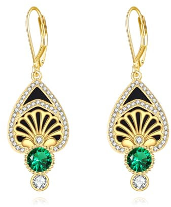 Bobo Ohrringe für Damen Mädchen Sterling Silber Moos Achat endloser Kreis baumeln Ohrringe Bohemia Urlaub baumelt Schmuck Geschenke