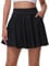 Damen mädchen Basic Rock Schwarzer Rock Damen Mini Skater Rock mit Hose,Taschew vielseitige dehnbaren informell Damen Tennis Rock(L,Schwarz)