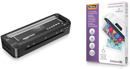 Amazon Basics 3-in-1-Thermolaminiergerät für A4-Größe & Fellowes Laminierfolien A4 ImageLast