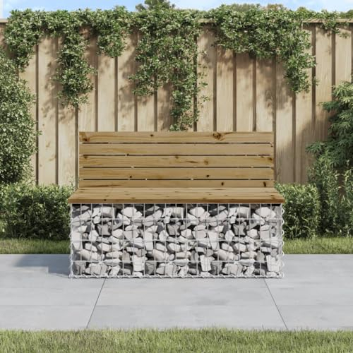 Gecheer Gartenbank aus Gabionen Gabionenkorb Bank Balkonbank Steinkorb Gabionenbank Sitzbank Steingabionen Parkbank Terrassenbank Steinkorb Außenbank Parkbank 103 x 70 x 65 cm (B x T x H) Stahl