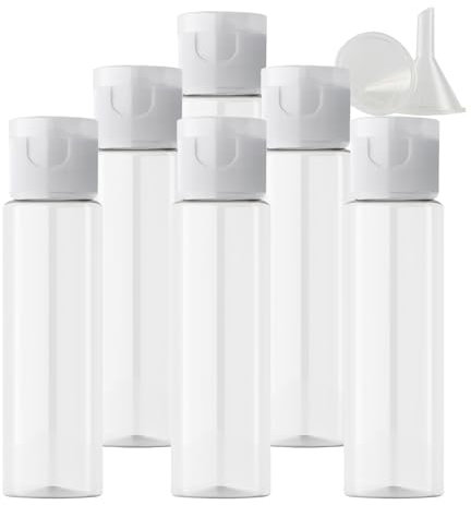 PQPAUTY 6 Pezzi 30ml flaconi vuoti da Trasparente in plastica da viaggio bottiglia di lozione con Tappo Flip Top Trasparente, ricaricabili, per lozione e shampoo Cosmetica Bottiglie Flaconi