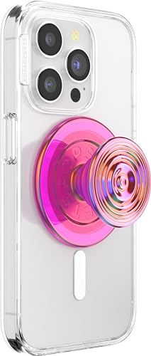 PopSockets Phone Grip for MagSafe, Secure Magnetic Phone Grip & Stand, Hands-Free Kickstand, Wireless Charging Compatible - Ripple Iridescent Absinthe