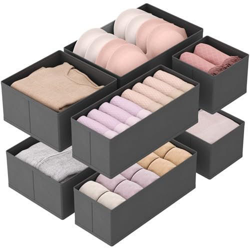 Lifewit 8 er Set Schubladen Organizer, Schrank Kleiderschrank Organizer Wickeltisch Schubladen Ordnungssystem für Garderobe Schlafzimmer für Kleidung, Kinderkleidung, Socken, Unterwäsche, Grau