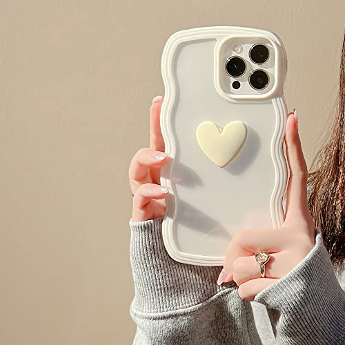 LIUJINCAN Compatible with iPhone XS Max Case - Lovely 3D Heart Shaped Colorful Wave Side - Reinforced Corners Shockproof - Scratch Resistant Cute Clear Bumper Case for Women and Girls (White, XS Max)