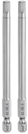QUARKZMAN 2pcs Foret à Tête Hexagonale 5mm (H5) Métrique 1/4 Tige Hexagonale 100mm (4) Long Embouts de Tournevis Magnétique Acier S2 Foret Hexagonaux à Pointe Plate pour Vis