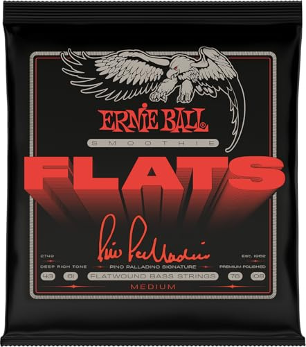 Ernie Ball Medium Pino Palladino Smoothie Flats Electric Bass Strings 43-108 Gauge