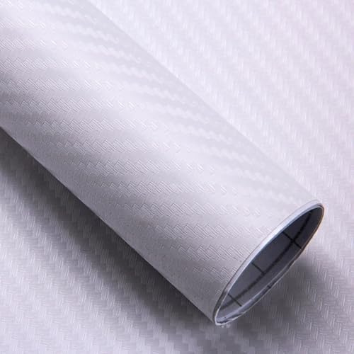 Pellicola adesiva 3D in fibra di carbonio, 50 x 300 cm, multicolore, taglio selezionabile, in fibra di carbonio, 50 x 300 cm, adesivo decorativo per carrozzeria dell'auto (bianco)