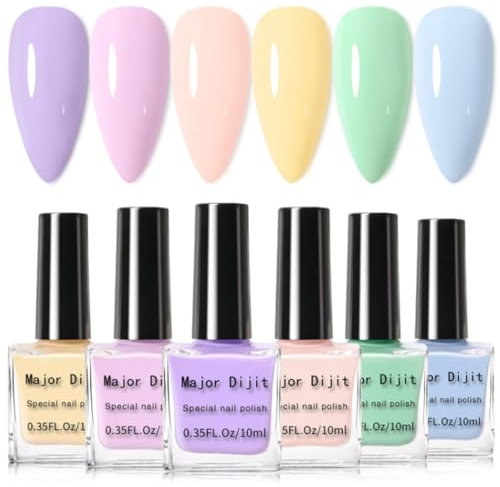 Colorful Nail Polish Set - 6 Colors Light Colors Nail Varnish Sets - Spring Summer Quick Dry Nail Polish - Nail Varnish Set Macaron Candy Series DIY Nail Art, No Need Curing