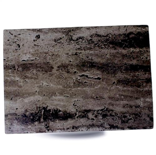 Kerafactum Planche à découper en verre avec motif, 35 x 25 cm, verre de sécurité ESG, pieds en silicone antidérapants, plaque de service résistante à la chaleur, hygiénique, incassable et élégante