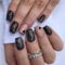 24pcs Short Square False Nails Glitter Sequins Press on Nails Black Heart Stick on Nails Nude Pink False Nail Removable Glue-on Nail Full Cover Fake Nails Women