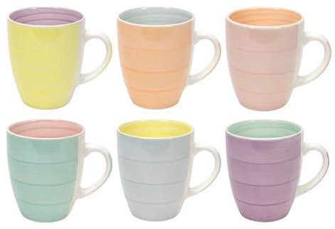 Cookinglife Pastel Harmony | Kaffeetassen 6-teilig | Becher 340ml | Keramik | Teetassen | pastellfarbene | spülmaschinenfest | mikrowellenfest | backofengeeignet