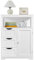 Yaheetech Bathroom Storage Cabinet Free-standing Floor Cabinets with Open Storage Shelf, Adjustable Shelf for Living Room Kitchen Entryway White, 66x35x90cm(LxWxH)