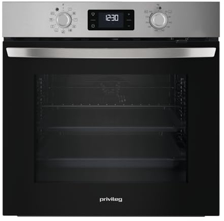 Privileg PBA285HR0I Einbaubackofen, A plus, 71 Liter, Hydrolyse-Reinigungsfunktion, Heißluftbackofen mit 11 Funktionen, Turn und Go, Edelstahl