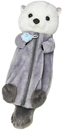 JAHEMU Plüsch Seeotter Federmäppchen Niedliche Plüschtier Mäppchen Seeotter Federtasche Kinder Schreibwaren Tasche Pencil Case Bleistift Taschen Schreibwaren Organizer