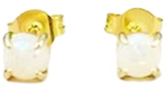Ohrstecker aus natürlichem Feueropal aus 925er Sterlingsilber, vergoldet | runde Ohrstecker, minimalistischer Stil für Frauen |LKSTD_0431