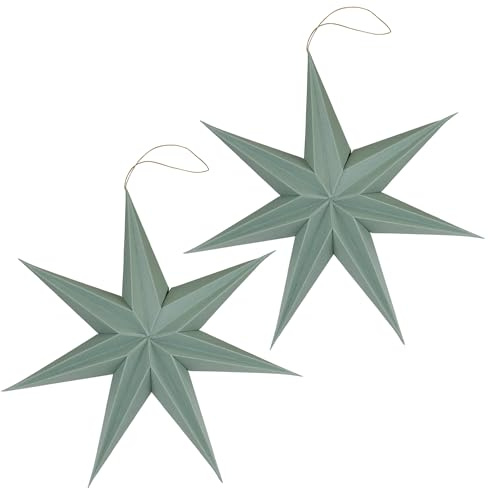 matches21 HOME & HOBBY Weihnachtsdeko Sterne zum Aufhängen Salbeigrün 2er Set - 30 cm Papier Weihnachtsbaumschmuck