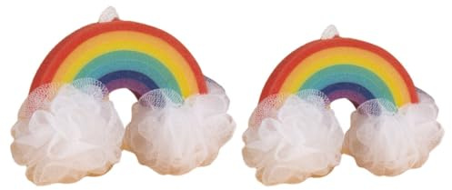 GANAZONO 2 Stück Regenbogen Badeschwämme Weich Hautfreundlich Peeling Luffa Duschschwämme Badezubehör
