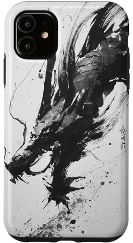Japanese Dragon Ink Wash Painting Sumi-e Brush Art Case for iPhone 11