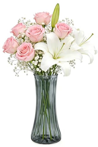 DARENYI Glass Vase 22.5cm Flower Vases for Living Room | Tulip Vase for Home Decor, Wedding Party, Christmas, Birthday