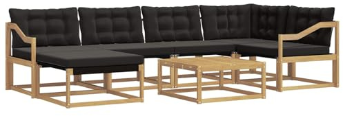 vidaXL Outdoor-Sofagarnitur 7 pcs Weiß und Schwarz 79 x 79 x 37 cm, Modernes Garten-Sofa-Set, langlebige Loungemöbel, stylische Terrassensitze, wetterfeste Schaumkissen, Akazienrahmen