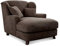 Cavadore XXL-Sessel Assado / Großer Polstersessel mit Holzfüßen und großer Sitzfläche / Inkl. 2 Zierkissen / 109 x 104 x 145 / Webstoff Dunkelbraun