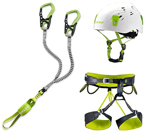 EDELRID Klettersteigset Cable Comfort 6.0 + Klettergurt Camp Größe L + Helm Camp Titan White 48-56cm