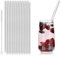 com-four® Paja de vidrio 20x - Pajitas de vidrio reutilizables con cepillo de limpieza - Tubos de bebida ecológicos para bebidas y batidos