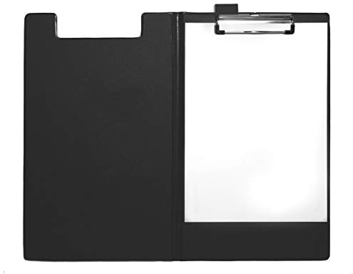SECO Klemmbrett mit PVC-Überzug und strapazierfähigem Clip, A4+ 1 Packung Schwarz - Foldover, SE-570-PVC-BK