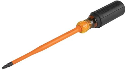 Klein Tools 6946INS 1000V Slim Tip Insulated Screwdriver, 6-Inch Round Shank, #2 Square Tip, Cushion Grip Handle