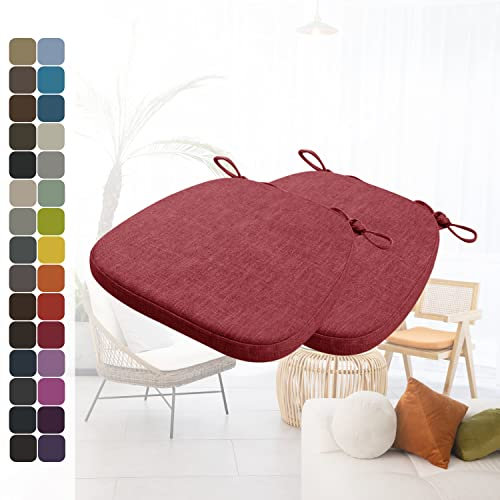 Kimgull 2er Set Stuhlkissen mit Bändern Bequeme Waschbare Rutschfestes Sitzkissen Ideal für zu Hause und Gartendekoration, viele Farben und Größen zur Auswahl (43x42x5CM Rot)