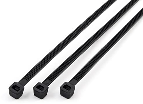 Black Nylon Cable Ties, 300mm x 4.8mm, Pack of 100, Multi-Purpose Plastic Tie Wraps, for Cables, Wires, Home, Office and DIY