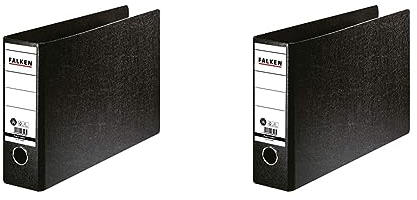Original Falken Ordner Sonderformat Hartpappe. Made in Germany. 8 cm breit DIN A4 quer schwarz Ringordner Aktenordner Briefordner Büroordner Pappordner Schlitzordner Blauer Engel (Packung mit 2)