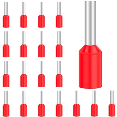 Hanibos Insulated Bootlace Ferrule Wire Terminals - 100Pcs, 1.0mm², Red Cord Pin Ends, E1008