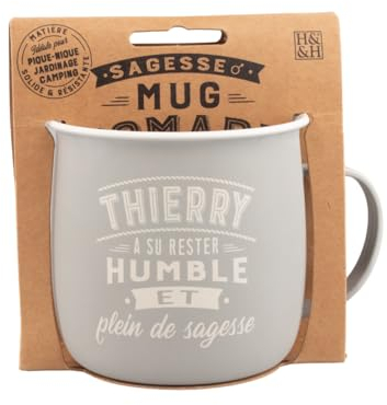 Mug Nomade - Mug à thé et café personnalisé Thierry - Cadeau pour Homme, Couleurs Pastel (Rose, Bleu, Vert, Jaune)