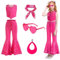 Amtum Girls Pink Cowgirl Costume With Accessory - Toddler 80S Cowgirl Outfit For Movie Cosplay, Disco Outfits, Halloween, Carnival, Birthday Party 12-13Years, 150