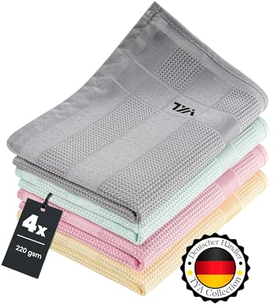 TYA Collection Mikrofasertücher 40x60cm – Streifenfrei für Fenster, Autopflege und Küche 4er Reinigungstücher ohne Putzmittel, ideal für Auto, Fenster und Küchenoberflächen (4)