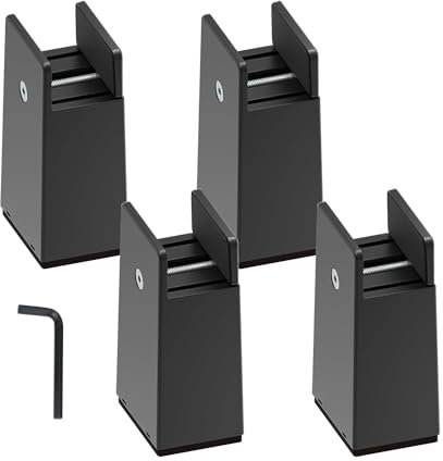 4 Pieds de Meubles Réglables en Hauteur, 1-5 cm Pieds de Lit Réglable, Pieds de Meuble Riser, Antidérapant Blocs Riser Réglables, Outil de Levage pour Armoires de Lit Canapé Chaises de Table