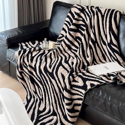 ELASAD Zebra Print Throw Blanket for Couch, Fluffy Plush Fuzzy Microfiber Sofa Blankets Animal Print Napping Blanket, 50x70