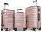 Hartschalen-Handgepäck Koffer Set aus ABS – Reisekoffer mit 4 Drehbaren Rollen (360°), Trolleys mit Aluminium-Teleskopstange und 3 Stelige-Zahlenschloss (Gepäck-Sets – M-L-XL, Rosa Gold)