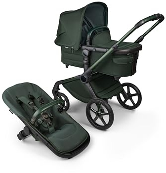 Bugaboo Fox 5 Noir Limited Edition, 2-in-1 Kinderwagen für jedes Gelände, mit Liegewanne und ausziehbarem Kleinkindsitz, einfach zu manövrieren und Ein-Hand Faltung, Midnight Green