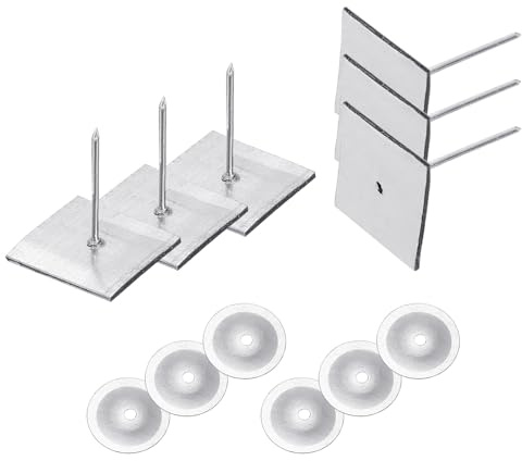 PATIKIL 30mm Broches d'isolation auto-adhésives, 100 ensembles 0,95 pouces Rondelles en aluminium pour broches d'isolation Cap pour panneaux muraux en mousse Plancher Plafond